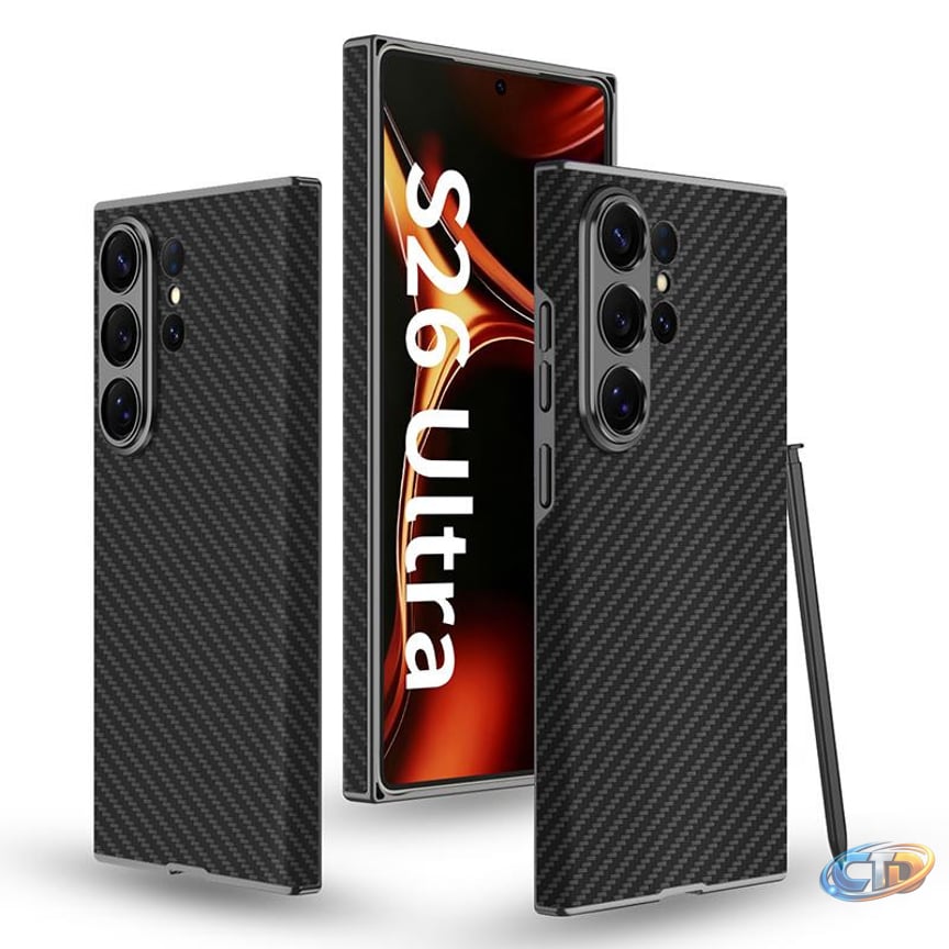 Samsung Galaxy S26 Ultra 5G GKK Skin-feeling Leather Curved Phone Case - Carbon Fiber