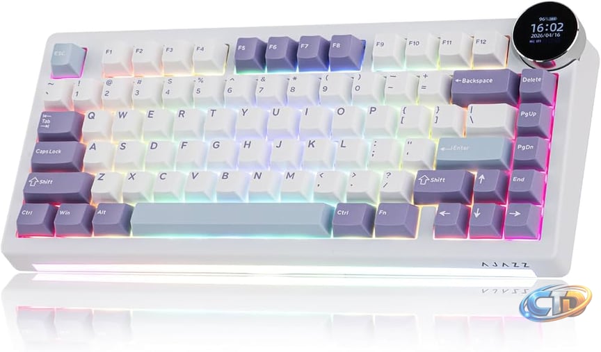 Amazon.in: Buy MechLands AJAZZ AK820V2 75% Wireless Gaming Keyboard with  0.9” TFT Display Screen & Knob, Gasket Mechanical Creamy Keyboard with  10000mAh Battery, Hot Swappable, RGB for Win/Mac (White Purple) Online at