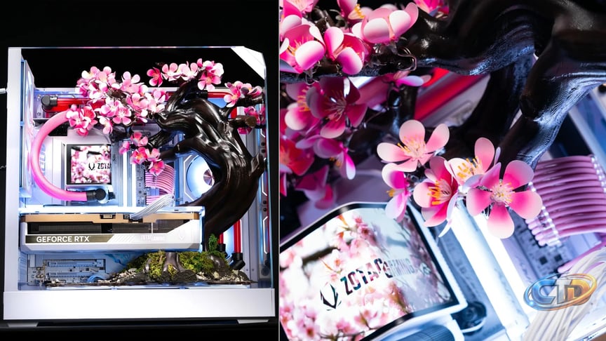 $14,000 gaming PC features 70 handcrafted titanium cherry blossoms which  unfurl as temperatures rise — Zotac-designed RTX 5080 system features  impressive sculpture and an eye-watering price tag to match | Tom's Hardware