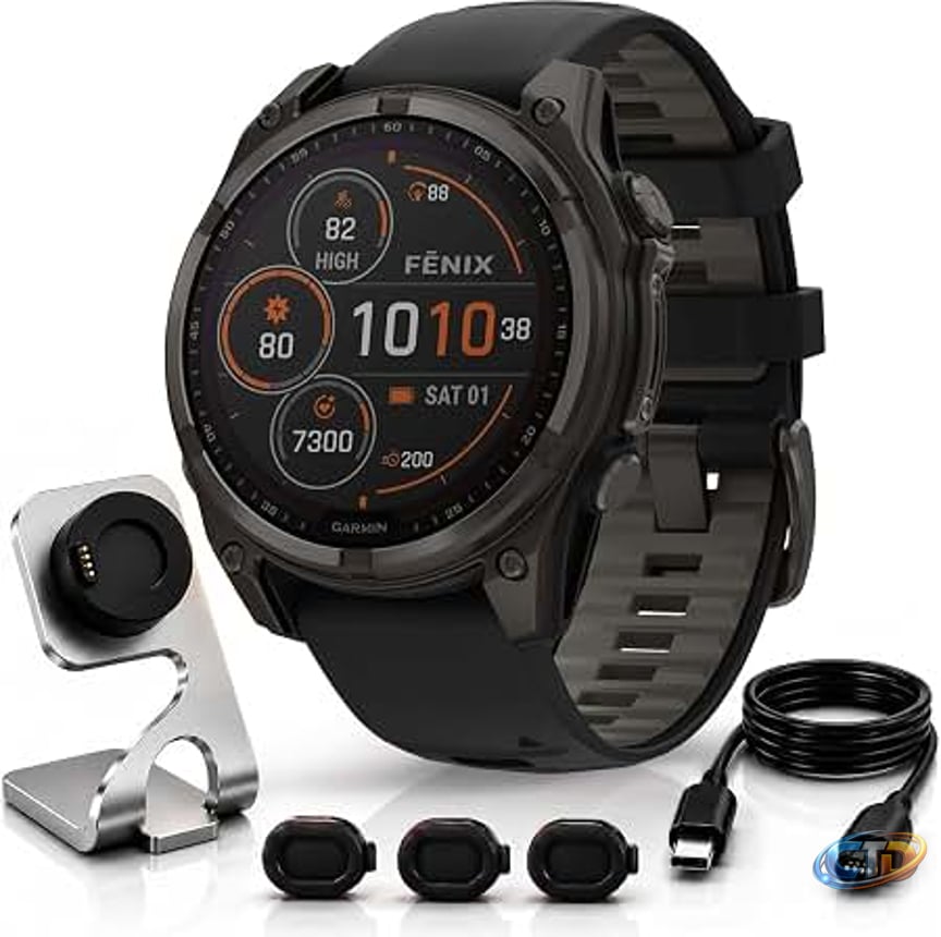 Amazon.com: Garmin fēnix® 8 Pro, 51mm, Sapphire, DLC Titanium, Black/Pebble  Gray | Premium Multisport Smartwatch, inReach® Technology, AMOLED Display,  Built-In Flashlight, Dive-Rated, Built-In Speakers & Mic