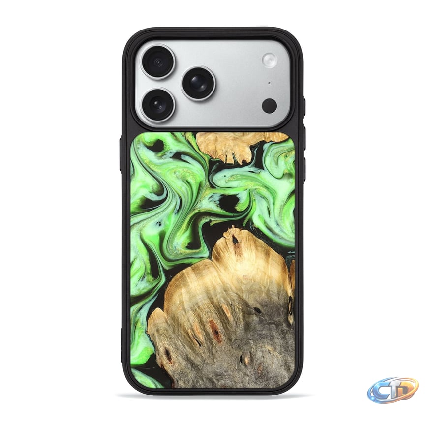 iPhone 18 Pro Max Wood Phone Case - Stephen (Green, 828349) - Carved