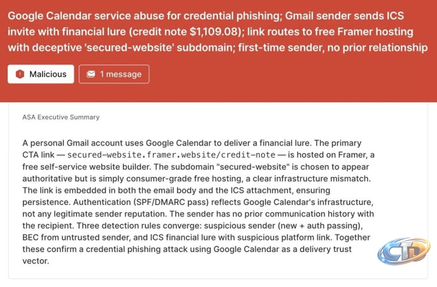 Sublime Security has observed a >1000% month over month increase in calendar-based  phishing attacks, aka ICS phishing, since August. These attacks have a  variety of objectives, including delivering… | Josh Kamdjou