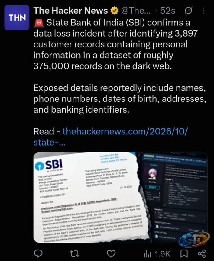 SBI loses 375,000 customer data on the dark web : r/IndiaTech
