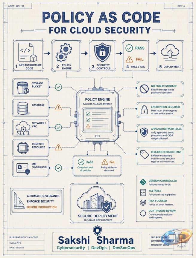 cloudsecurity #devsecops #policyascode #cloudgovernance #devops  #cybersecurity #infrastructureascode #iac #securityautomation  #cloudcompliance #platformengineering #shiftleftsecurity | Sakshi Sharma