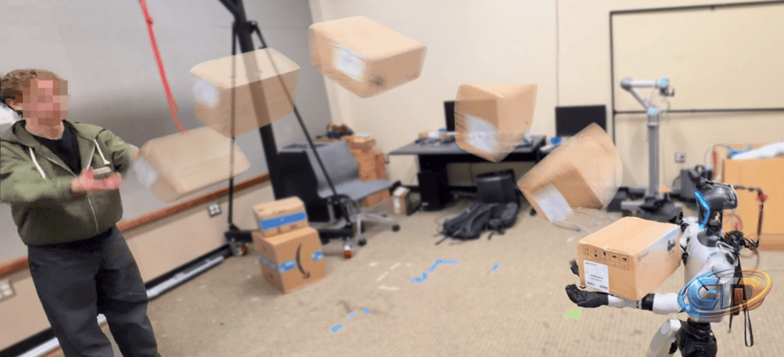 Humanoid Robot Unitree G1 Catches Boxes: The Reflex Method