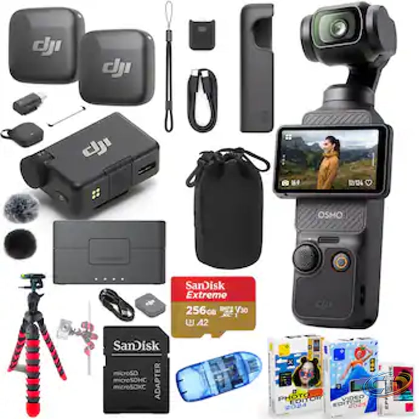 Bundle - DJI - Osmo Pocket 3 Vlog Combo 4K Camera with Mic Mini, 256GB  microSD, Wireless Mic & Tripod - Black