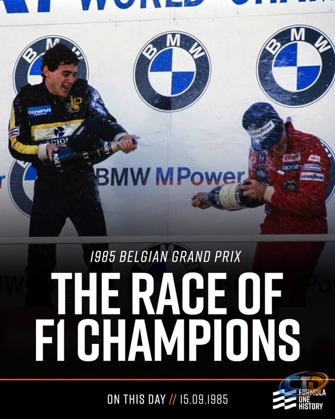 Formula One History on X: "1985: The Race of Champions #OnThisDay 15  September, Lotus driver Ayrton Senna won the 1985 Belgian Grand Prix, with  the next four positions occupied by former or