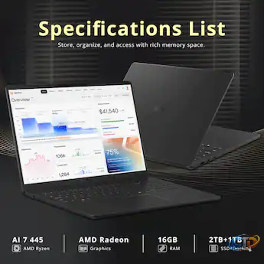 LG - Upgraded - Gram Book 16" WUXGA IPS Touch Laptop,Ryzen AI 7 445,16GB  RAM,2TB SSD+1TB Dock Set,Backlit,Win 11 Pro - Titan Black