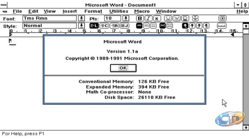 Microsoft Word 1.1 from 1990 has been ported to Windows 11