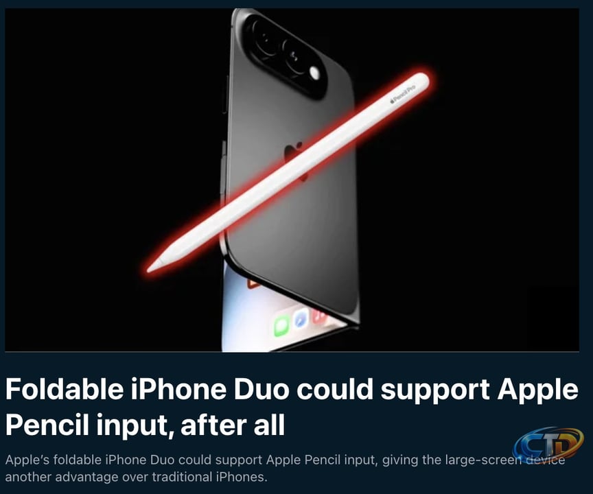 Digital Trends on X: "Foldable iPhone Duo could support Apple Pencil input,  after all The iPhone Duo is about to join a small pool of foldable phones  that support stylus input. It's