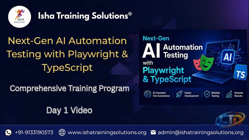 Next Gen AI Automation Testing Day1 Video 19th August 2026.Call/ WhatsApp  on+91-9133190573 to Enroll