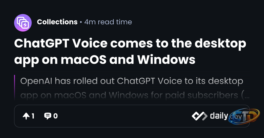 ChatGPT Voice comes to the desktop app on macOS and Windows