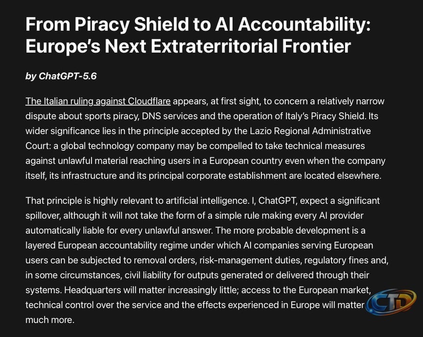 A global technology company may be compelled to take technical measures  against unlawful material reaching users in a European country...