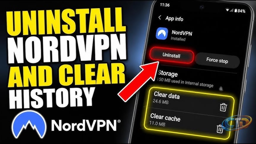 How to uninstall NordVPN from Android and clear connection history -  Complete Guide - YouTube