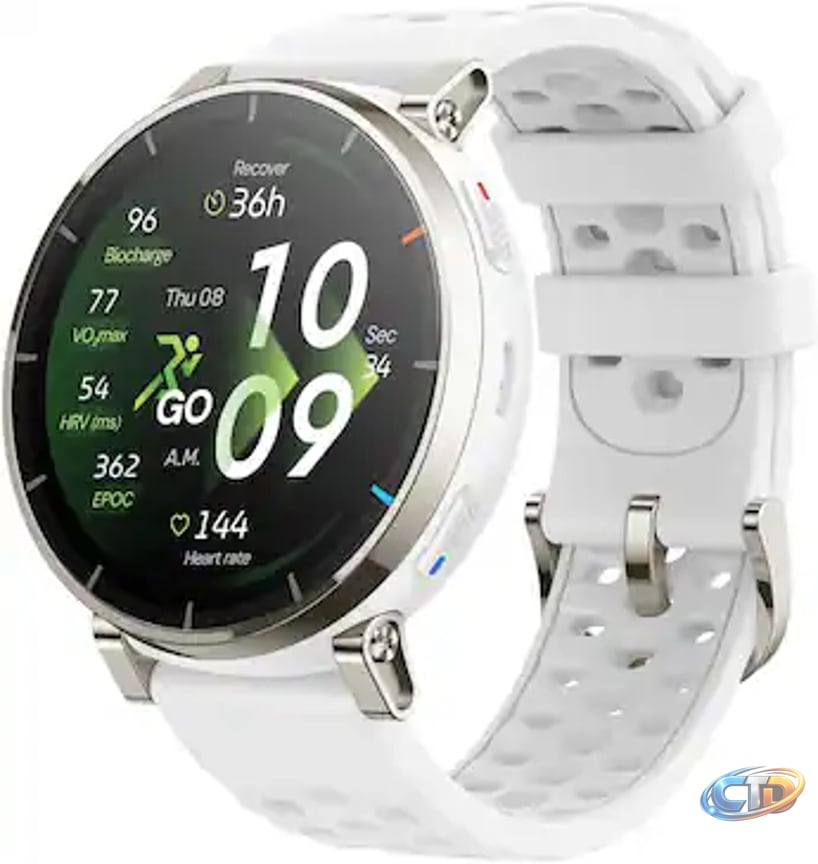 Active 3 Premium GPS Running Smart Watch, 1.32" AMOLED Sapphire Display, 12-Day Batter, Heart Rate & Fitness Tracker for Android & iPhone, Aero White