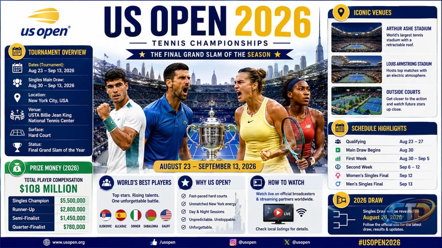 US Open Tennis 2026 |Schedule, Dates, Players, Draw, Prize Money & What to  Know