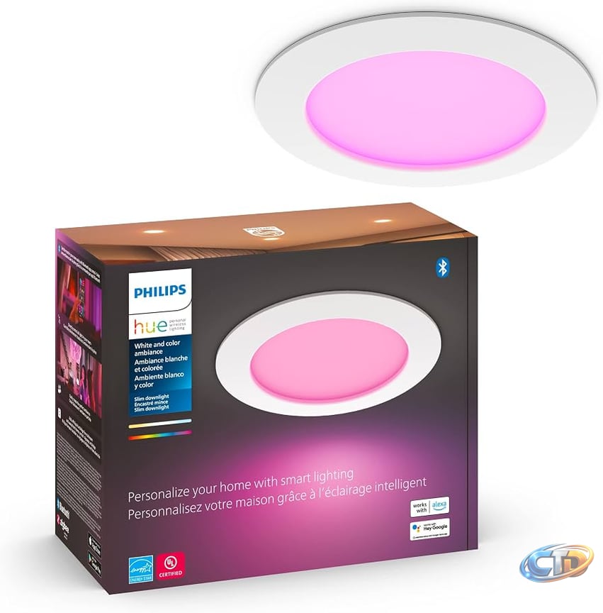 Philips Hue Smart Slim 6 Inch LED Downlight - White and Color Ambiance  Color-Changing Light - 1 Pack - 1200LM - Indoor - Control with Hue App -  Works with Alexa Google Assistant and Apple Homekit - Amazon.com