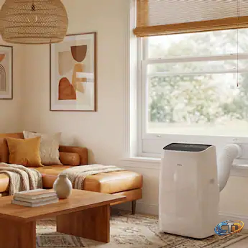 TCL - 450 Sq. Ft. 10,000 BTU Smart Portable Air Conditioner 3-in-1 with AC, Fan & Dehumidifier - White