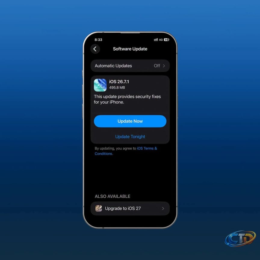 OneUiOS on X: "Protect your device by updating to iOS 26.7.1; this patch  fixes a critical security vulnerability affecting users still on iOS 26." /  X