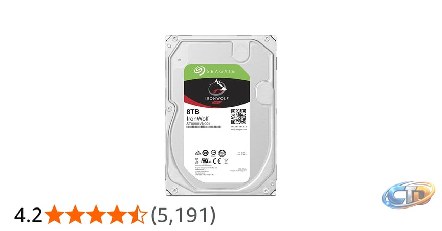 Seagate IronWolf 8TB, NAS internal Hard Drive, HDD, 3.5 Inch, 7200 U/Min,  CMR, 256 MB Cache, SATA 6 Gb/s, Modellnr: ST8000VN004