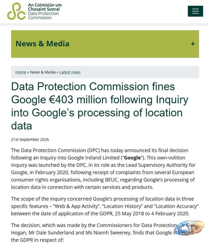 DPC to fine Google €403m