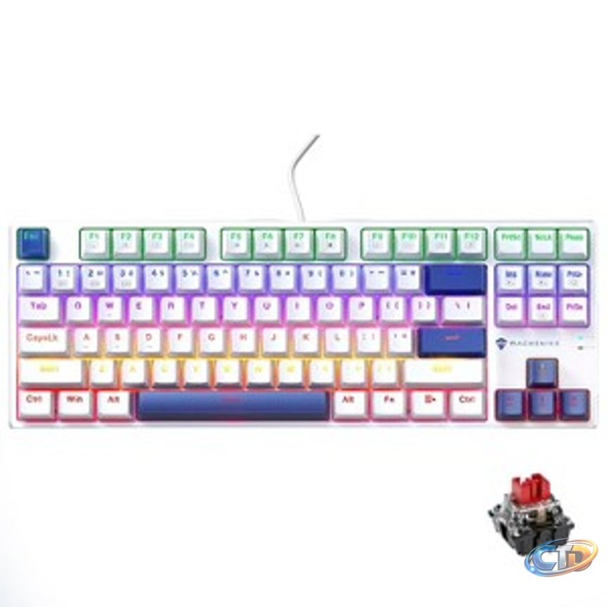 Machenike K500B TKL Mechanical Gaming Keyboard, 87-Key RGB Backlit Wired  Keyboard, Hot-Swappable Red Switch, Double-Shot PBT Keycaps, White/Blue :  Target