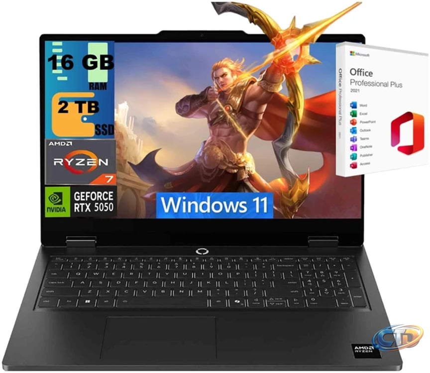 Lenovo LOQ 15 Gaming Laptop, 15.6" FHD 144Hz, AMD 8-core Ryzen 7 170  Processor, NVIDIA GeForce RTX 5050 8GB GDDR7, 16GB DDR5 2TB PCIe SSD, Wi-Fi  6, Windows 11, Office 2021 License - Newegg.com