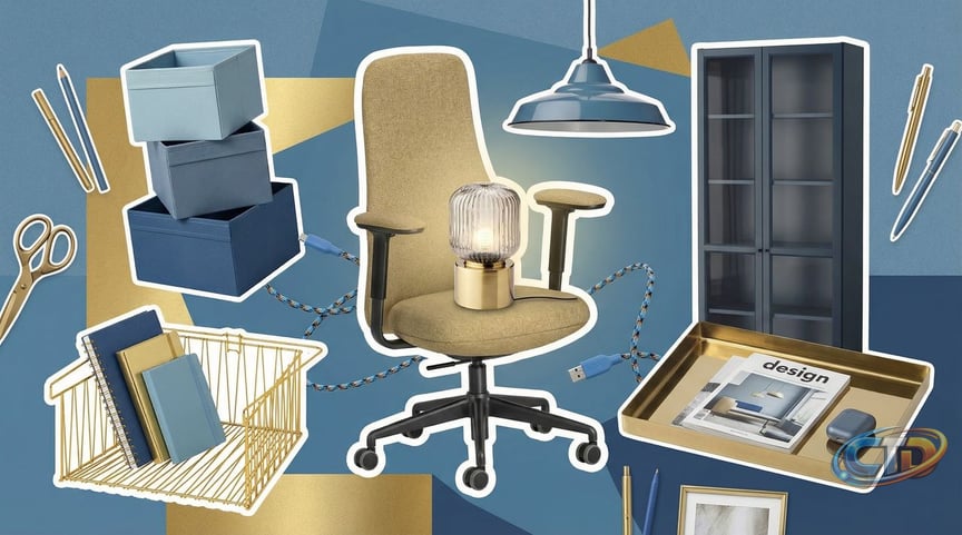 Enhance Your Home Office with Affordable IKEA Slate Blue & Brass Decor