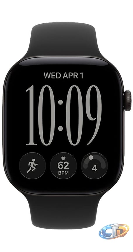 Apple Watch Series 12 46mm Black Aluminum Case with Black Sport Band M/L