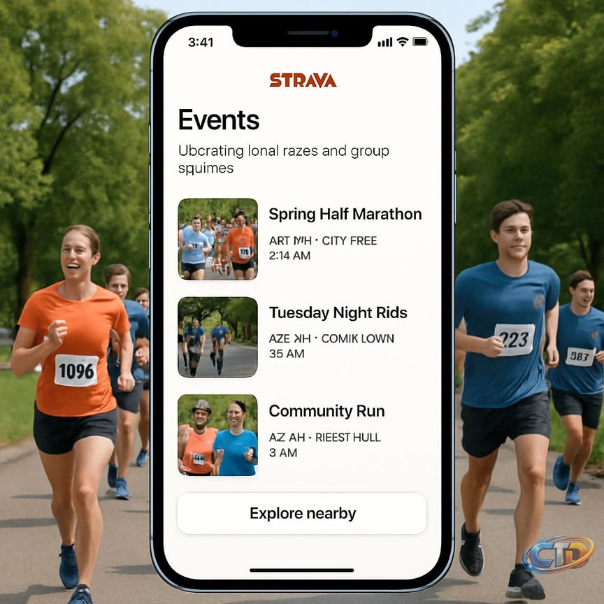 Strava's new 'Events' tab revolutionizes how users discover local races and  group activities. By integrating with the Runna training app, it offers  personalized event recommendations based on your goals and schedule. This