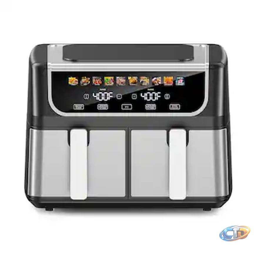 Sweet - Dual Basket Air Fryer, 9.5QT Large Capacity Air Fry Oil-Free Cooker  & Auto Shutoff - Black