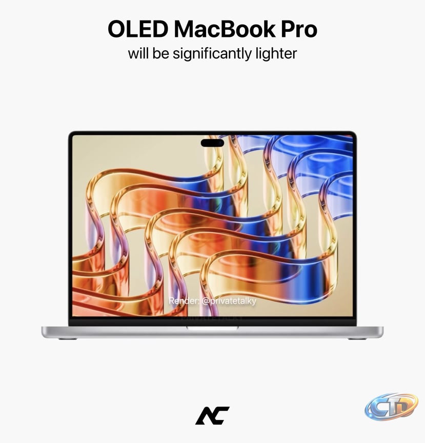 Apple Cycle on X: "Apple's OLED MacBook Pro will be significantly lighter.  • Redesigned, miniaturized internals • OLED touchscreen with Dynamic Island  • M5 Pro and M5 Max • Expected by November