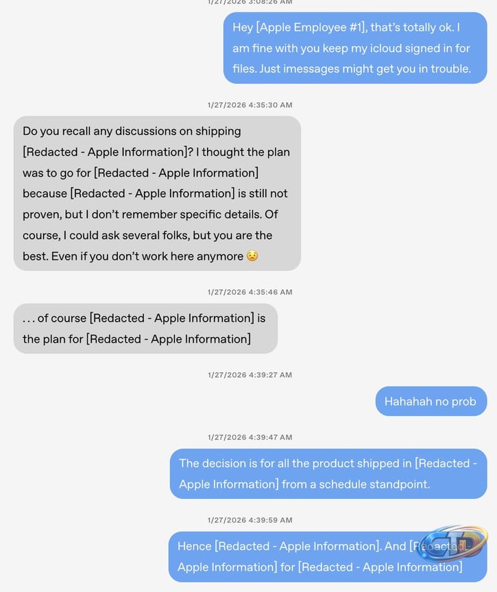 Awkward: Apple sued OpenAI for stealing hardware secrets. OpenAI has now  published messages suggesting Apple itself kept using a former engineer  after he left. The messages appear to show Apple employees asking