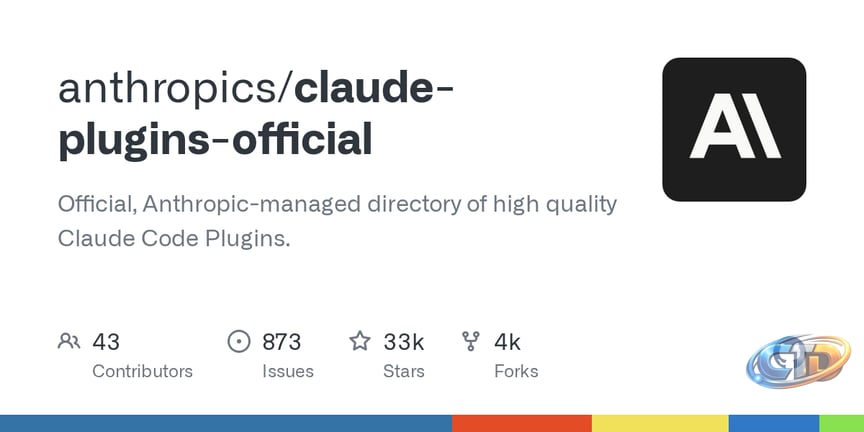 GitHub - anthropics/claude-plugins-official: Official, Anthropic-managed  directory of high quality Claude Code Plugins. · GitHub