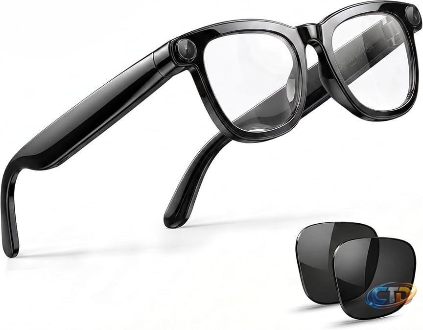 Amazon.com: EarlySincere Smart Glasses with 8MP 4K POV Camera & Bluetooth,  HD Video, AI Vision Assistant, Translation & Meeting Transcriber, Open-Ear  Audio, Blue Light Blocking & Sunglass Lenses for Work & Travel :