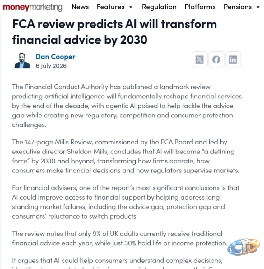 I recently read the FCA's Mills Review into the future impact of AI on financial  advice. One point stood out for me, that around a quarter of people trust  tools like ChatGPT