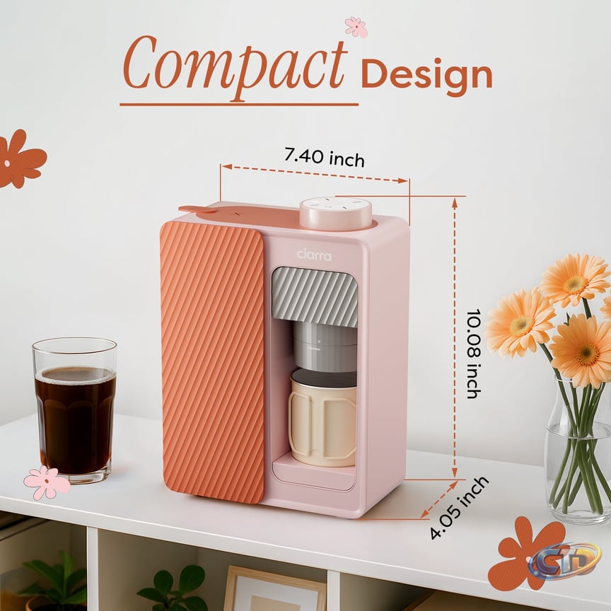 Ciarra BloomBox Coffee Machine - 20-Bar Espresso Maker