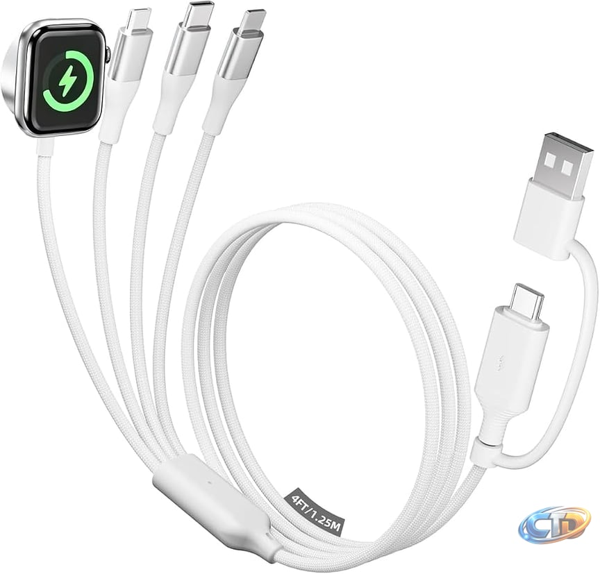 Amazon.com: A-Pce for Travel Essentials, 4 in 2 USB C Cable for Watch  Charger/for iPhone 17-11 Charger/Android/Phone/for airPods, Multi Charging  Nylon Braided Cable, Vacation Camping Essentials(White-4FT) : Cell Phones &  Accessories