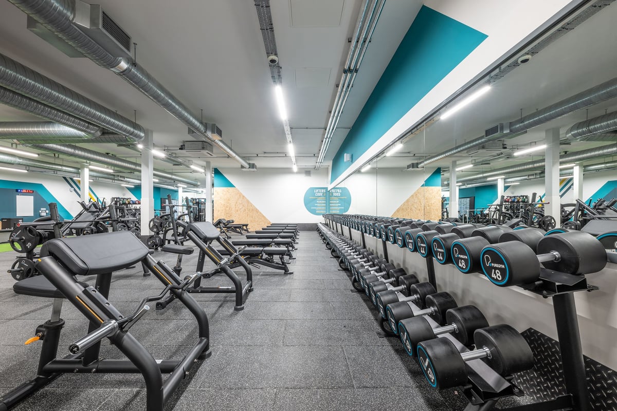 PureGym Blackburn dumbbells and benches