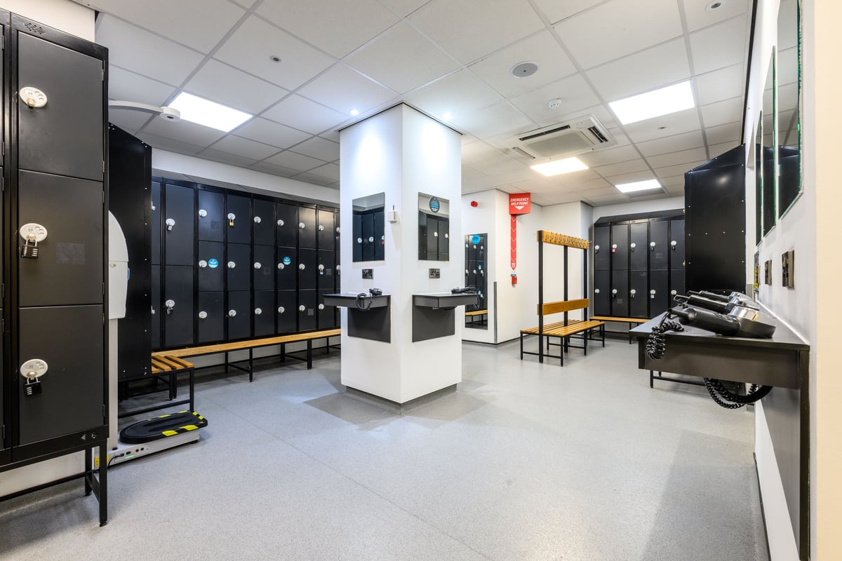 PureGym Birmingham Snow Hill Plaza changing rooms with lockers and benches