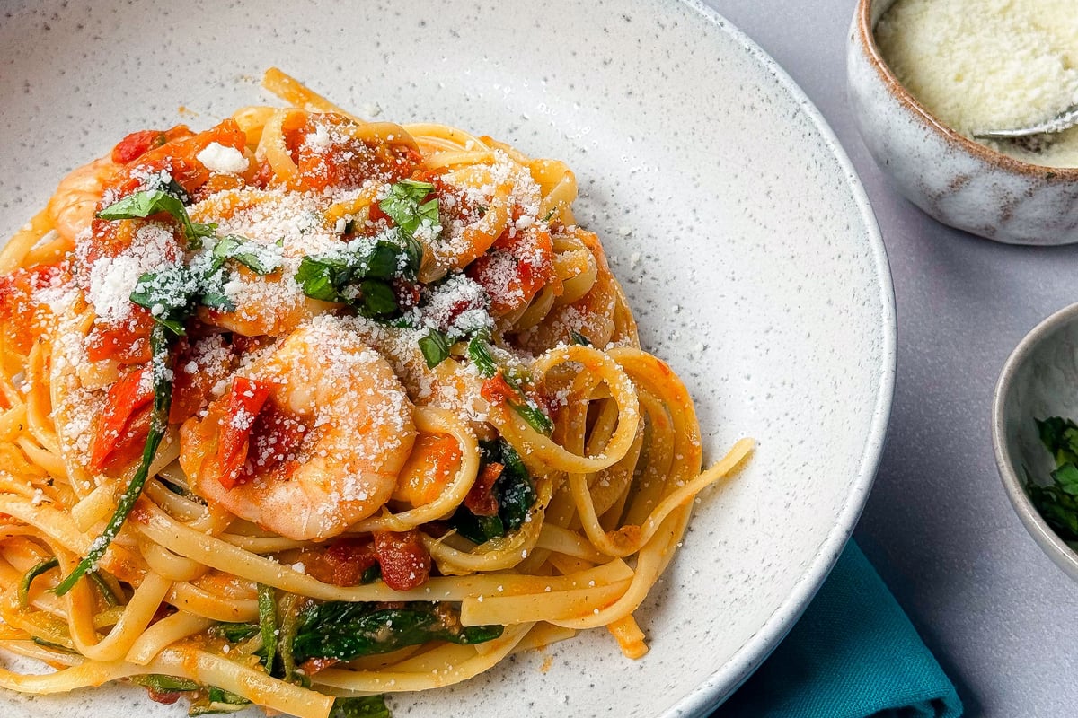 Rezept für Chili-Riesengarnelen-Linguine