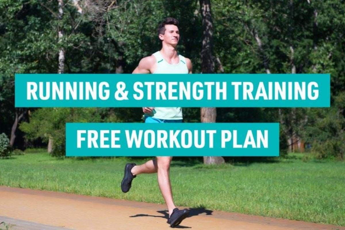 Man jogging on a path in a park with trees and grass in the background