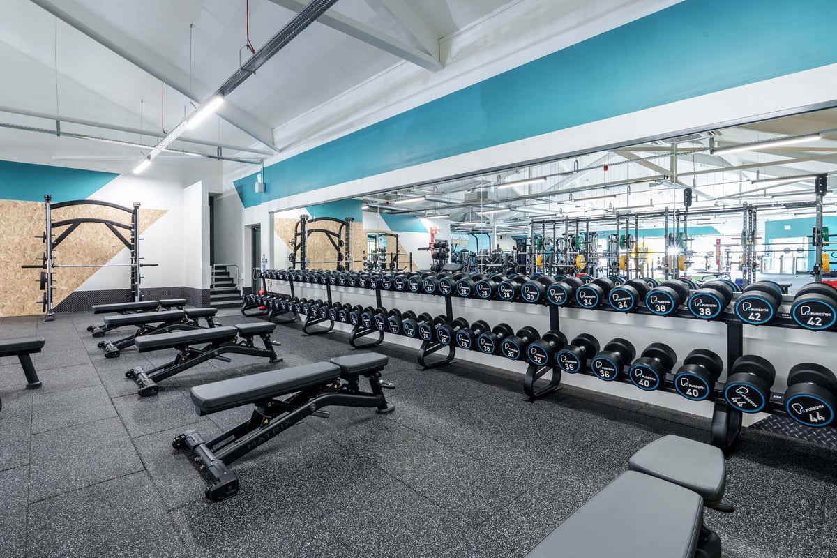 PureGym Hazel Grove dumbbells and benches