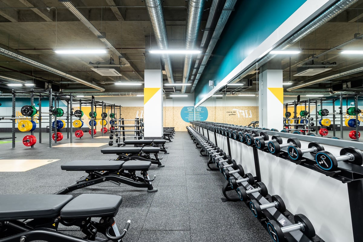 PureGym Uxbridge: Weights racks, benches, dumbbells, bumper plates, resistance machines, and rubberised gym flooring.