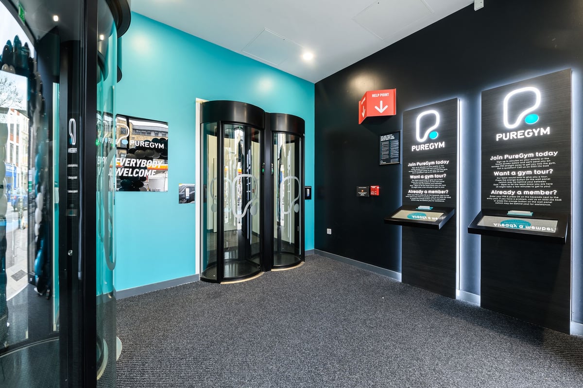 PureGym London Whitechapel: entry pods and disabled access door