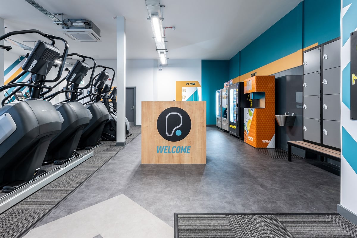 PureGym Sheffield Meadowhall Retail Park: Rows of stationary bikes and functional training equipment.