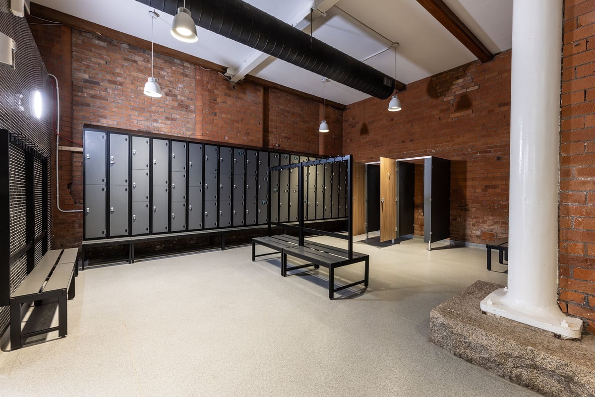 PureGym Belfast Adelaide Street Changing Room with lockers and benches