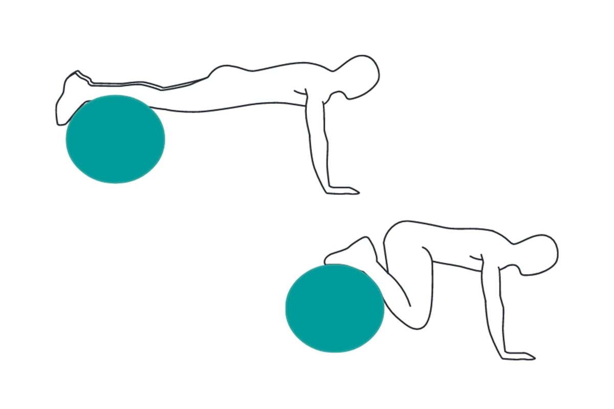 Swiss ball knee tuck