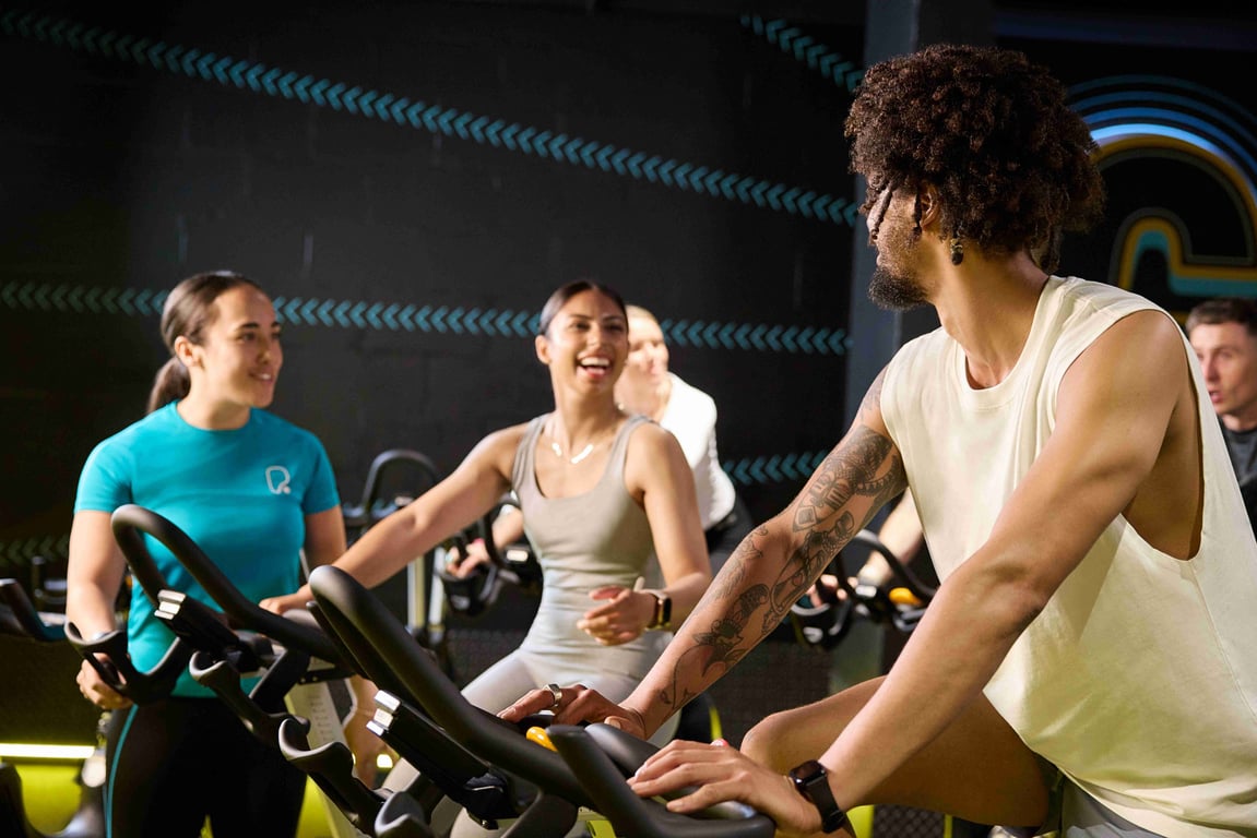 PureGym members taking part in a spin class