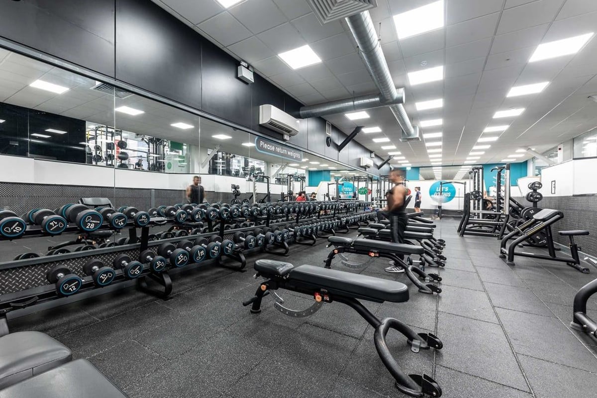 PureGym Canary Wharf dumbbells and benches